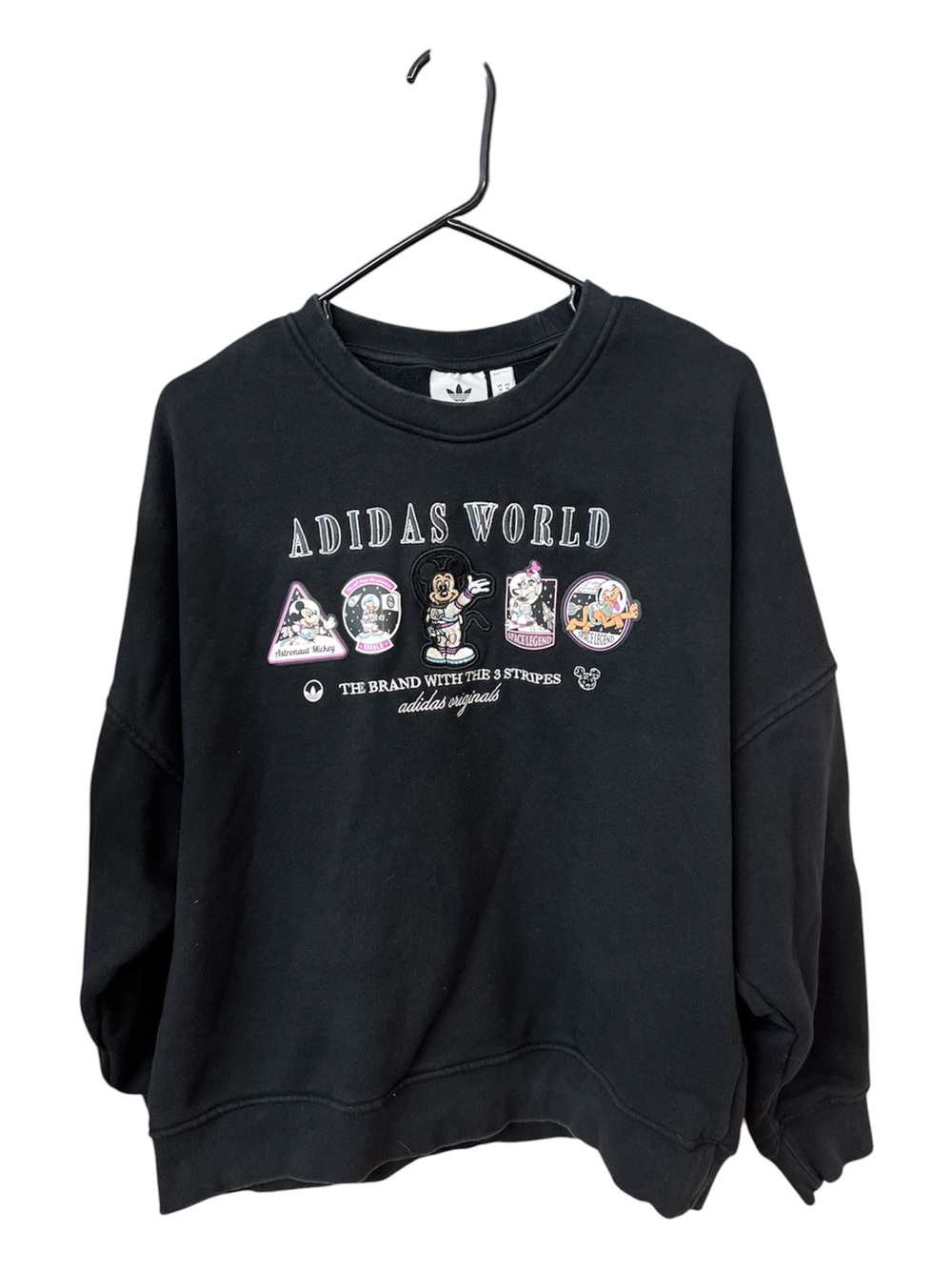 adidas Originals x Disney Adidas World Graphic Black Crewneck Sweatshirt M